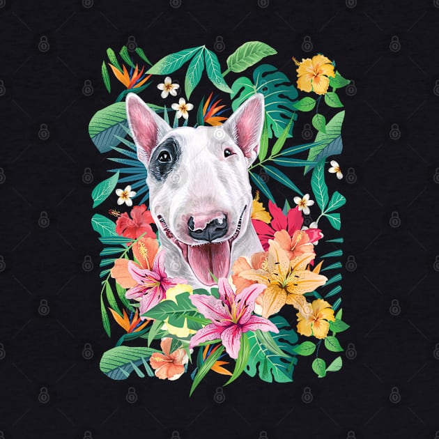 Tropical White and Black Bull Terrier by LulululuPainting